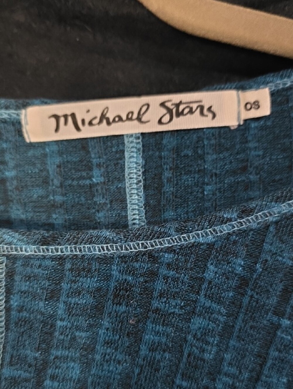 Michael Stars Teal Ribbed Center-Seam Long Sleeve Top - Picture 2 of 4